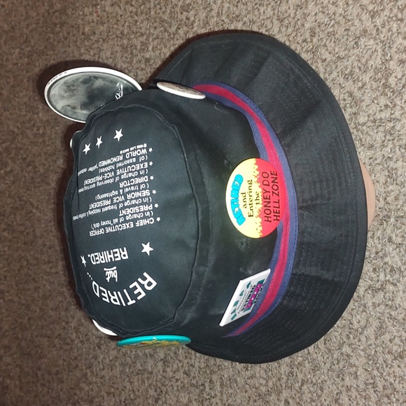 RETIRED but REHIRED Men's Novelty Hat with Buttons - Picture 5 of 7